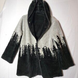 Alpine Studio Womens Parka Sz S Hooded Reversible Fleece Pockets Winter Warmth